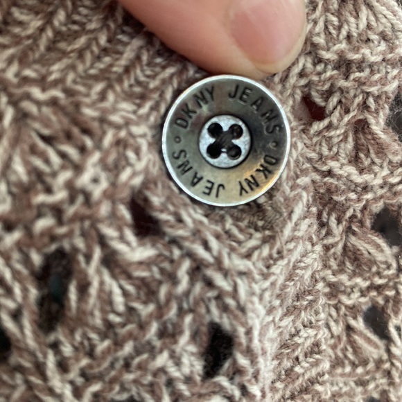 DKNY 5 Button Med Cardigan Brown Tweed Loose Knit - Picture 5 of 7